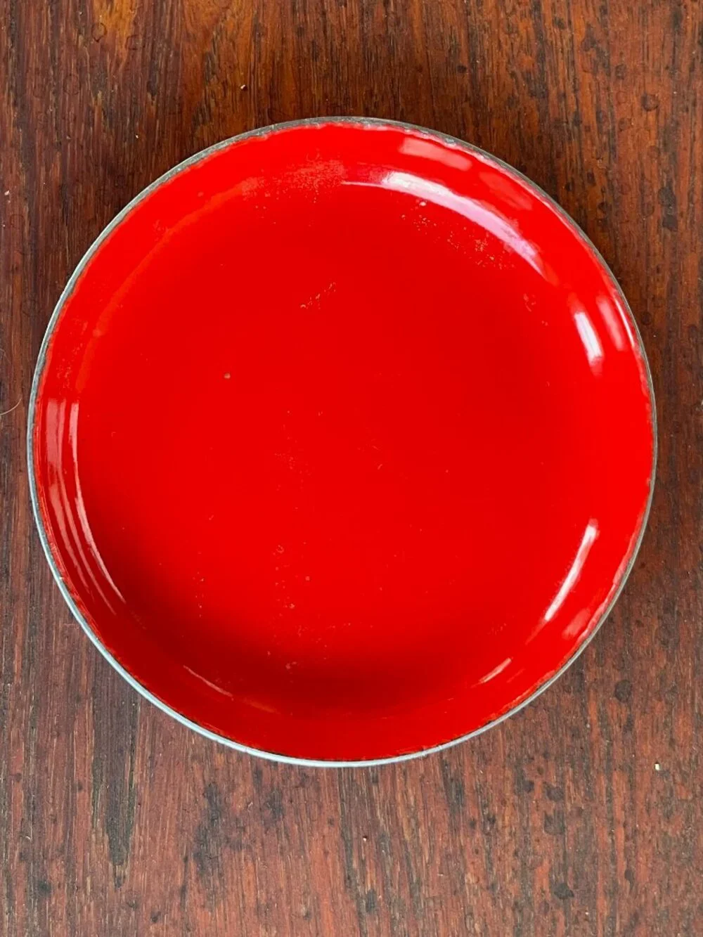 Mid Century Catherine Holm Red Enamel Stainless Steel Trinket Dish